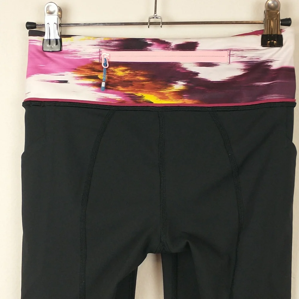 Lululemon Pace Rival Crop Leggings 2 Mesh Luxtreme Black Pigment Wind Berry